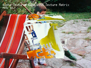 Alpha-Textured Cube with Texture Matrix